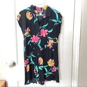 Vintage Romper, summer floral romper shorts size S